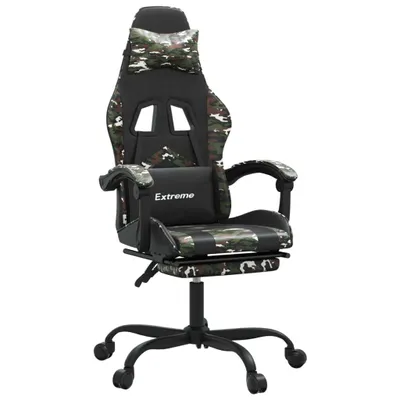 Produktbild von vidaXL Gaming-Stuhl mit Fußstütze Schwarz und Tarnfarben Kunstleder