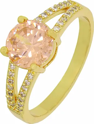 Produktbild von Fashionbox Ring Messing gelb 050 (15,9) Zirkonia champagner 449070018-050