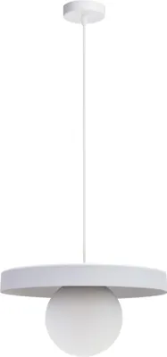 Produktbild von Hängelampe Metall Glas D: 30 cm rund Weiß E27 Kugelschirm Hängeleuchte