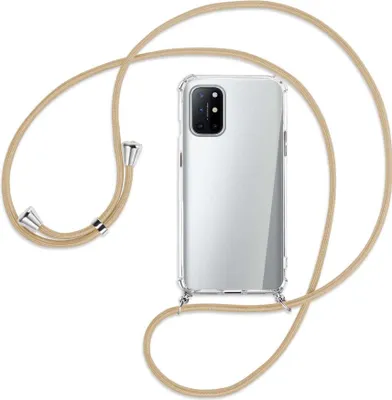 Produktbild von Handykette Backcover-Schutzhülle mit Band (Metall silberfarben) für OnePlus 8T - caramel