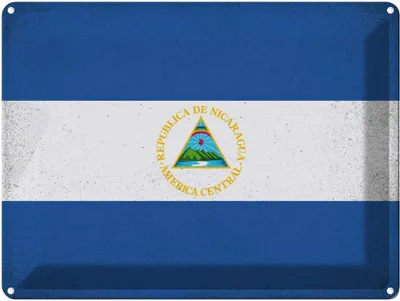 Produktbild von vianmo Blechschild 30x40 cm Nicaragua Flagge Fahne Wappen