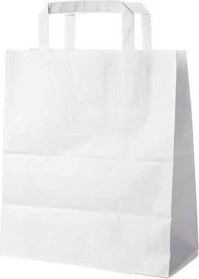 Produktbild von 250 Papiertragetaschen weiß 22 + 10 x 28 cm – Einkaufstaschen mit Innenhenkel