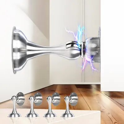 Produktbild von Magnetischer Türstopper aus Edelstahl – 4 Stück | Selbstklebend oder zum Anschrauben | Starker Magnet hält Türen offen | Rostfrei und langlebig | Türstopper für Zuhause und Büro