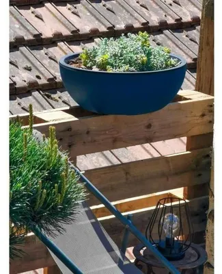 Zdjęcie produktu dla Sadzarka okrągła RIVIERA COUPE GRANIT - Plastik - Średnica 40 cm - Niebieski