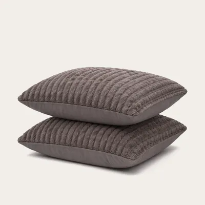 Produktbild von HappyBed Kissenbezug | Rib Anthrazit | 2er Set