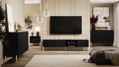 Immagine prodotto di Parete attrezzata di design per il soggiorno, mobile basso per la TV, credenza, tavolino, set per il salotto