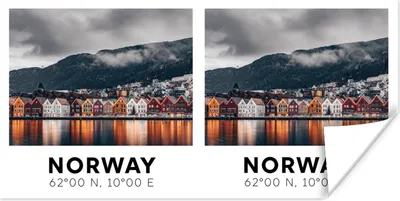 Produktbild von MuchoWow® Poster Norwegen - Skandinavien - Bergen 40x20 cm - Poster für die Wand - Poster Schlafzimmer