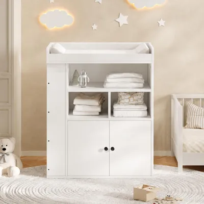 Produktbild von 2-in-1 Wickelkommode mit Stauraum, 82 × 50 × 100 cm, weiß, MDF