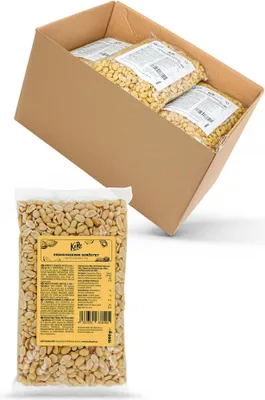 A cardboard box filled with bags of peanuts, with one bag in the foreground.