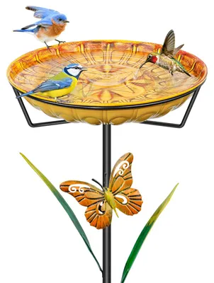 Standvogelbad 88 cm, antikgelb, für Garten und Außenbereich