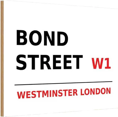 Produktbild von vianmo Holzschild 12x18 cm Bond Street W1 England
