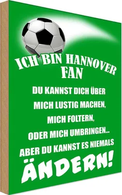 Produktbild von vianmo Holzschild 30x20 cm ich bin Hannover Fan Fussball Sport Hobby