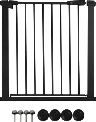 Produktbild von Zayno® Türschutzgitter Breite 76 bis 83 cm in Schwarz Matt inkl. Türrahmenschonern | Kindersicherung und Haustierschutz selbstschließend