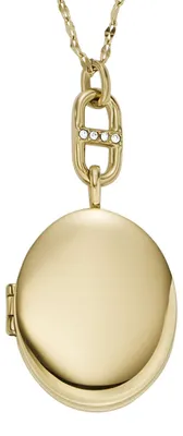 Produktbild von Fossil Halskette für Frauen Locket Collection Gold-Tone Edelstahl Kette Halskett