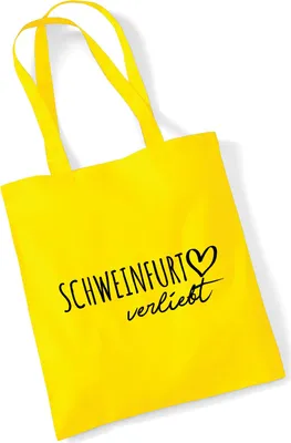 Produktbild von Huuraa Jutebeutel Schweinfurt verliebt 10 Liter Yellow Baumwolle Tasche Geschenkidee