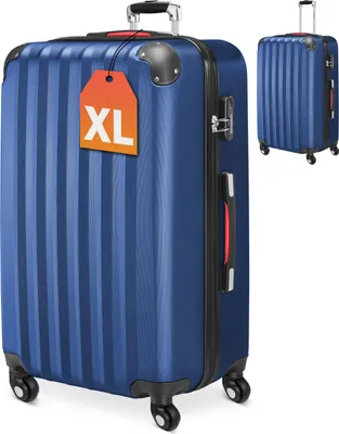 Image de MONZANA® Valises Bagage à main ABS Hard Case 4 roues Poignée télescopique Serrure à combinaison Protection des arêtes Valise de voyage Valise à coque dure Valise à roulettes Trolley Bleu XL