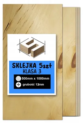 Zdjęcie produktu dla Sklejka brzozowa, formatki prostokątne do grawerowania laserowego – CNC, modelarstwo, pirografia, decoupage, malowanie, dekoracje i rękodzieło DIY – klasa 3 – 50 × 100 cm (500 × 1000 mm) – 12 mm – 5 szt.