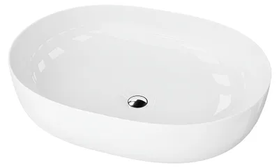Produktbild von LAVITA Aufsatzwaschtisch Blas | Aufsatzwaschbecken Oval | Waschbecken ohne Überlauf und Hahnloch | Aus hochwertigem Porzellan | Waschtisch | 59,5x43x13,5 cm | Weiß