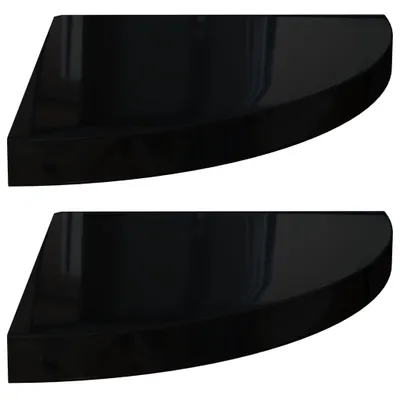 Immagine prodotto di Scaffali Angolari a Parete 2 pz Nero Lucido 35x35x3,8 cm MDF
