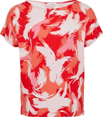 Produktbild von s.Oliver Damen T-Shirt Gemustert Relaxed Fit mit Rundhalsausschnitt, weich & fließend