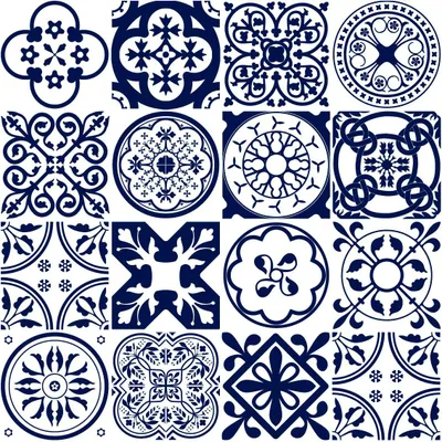 Produktbild von Selbstklebende Fliesenaufkleber für Küche und Bad – 16 blaue Fliesenaufkleber mit Blumenmuster – 16 Aufkleber 10 x 10 cm