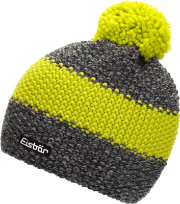 Produktbild von EISBÄR Styler Pompon, One Size, anthrazit/schwarzmele/lime, Wintermütze, Teilgefüttert, 30196