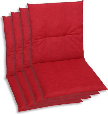 Produktbild von GO-DE Textil, Sesselauflage Niederlehner, 4er Set, Farbe: rot, Maße: 98 cm x 48 cm x 5 cm, Rueckenhoehe: 52 cm