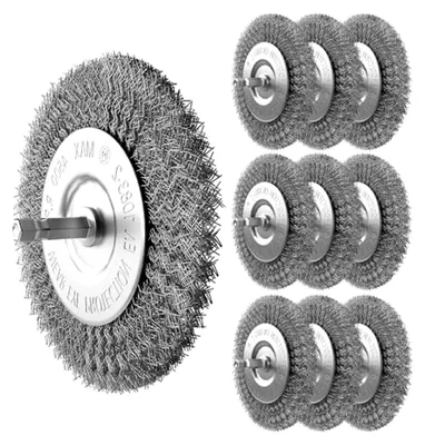 Produktbild von 10er Set Fugenbürsten für elektrische Fugenbürsten Metall / Draht / runde Drahtbürste / Metallbürste