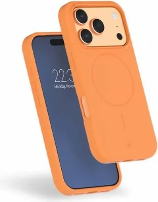 Image de Coque MagSafe iPhone 17 Pro, Silicone Renforcée, Orange, Compatible MagSafe