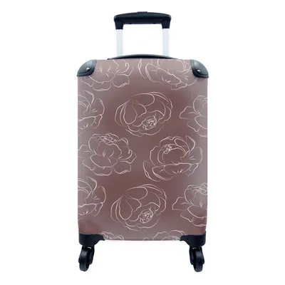 Produktbild von MuchoWow® Koffer Handgepäck Trolley Rollkoffer Kleine Reisekoffer mit 4 Rollen - Blumen - Muster - Rosen - Linienkunst - Cabin Size < 55x40x23 cm & 55x40x20 cm - Fotokoffer - Kabinenkoffer - Boardgepäck - Reise-Box - Reisekoffer - Reisegepäck - Koffer mit Bild - Trolley für Kinder
