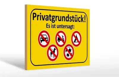 Produktbild von Holzschild Hinweis 30x20cm Privatgrundstück Es ist untersagt