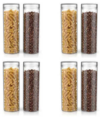 Productafbeelding van Arendo voorraadpotten, set van 8 stuks, elk 1950 ml, rond, luchtdicht, borosilicaatglas. Glazen behuizing vaatwasmachinebestendig en magnetronbestendig. Transparant