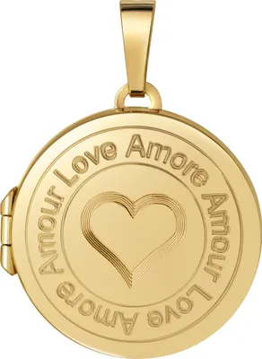 Produktbild von Medaillon-Anhänger rund Gravur 333 Gold für 2 Fotos Bilder-Amulett