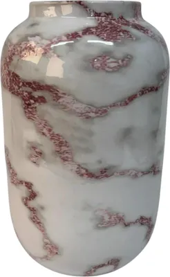 Image de Vase Ivy 17x31cm - Vase en métal au design marbré, idéal pour les fleurs et la décoration, noir-rouge brillant