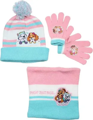 Produktbild von Paw Patrol Skye Liberty Kinder 3tlg Set Winter Mütze plus Handschuhe Snood Gr.54 – Bunt / 54