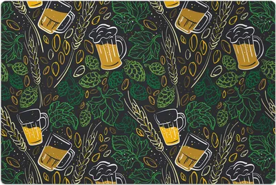 Produktbild von Küchenmatte 100x150 cm Vinylmatte Bodenmatte Dekoration -Bier Hopfen Becher