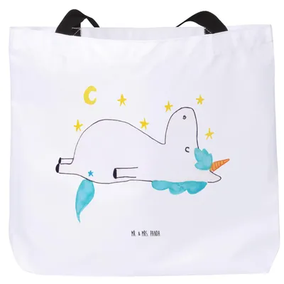 Produktbild von Mr. & Mrs. Panda Tote Bag Einhorn Sternenhimmel - Weiß - Geschenk, Unicorn, Einhörner, Schultasche, Sterne, Stoffbeutel, Verrückt, Reisetasche, Tasche, Laptoptasche
