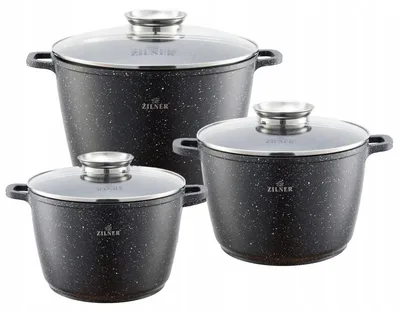 Produktbild von Zilner BLACK MARABLE Topfset Aluminium 6-teilig Marmorbeschichtung