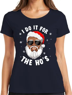 Produktbild von I Do It For The Ho's Santa Weihnachtsmann Geschenk lustig Damen T-Shirt, Navy, M