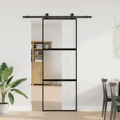Obrázek produktu pro vidaXL Posuvné dveře s kováním 76x205 cm tvrzené sklo a hliník