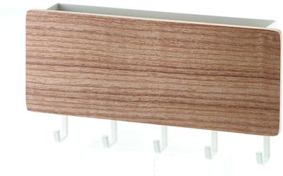 Schlüsselbrett mit Ablage - vielseitiges Schlüsselboard aus mattem Metall  aus Wallnuss- mit Briefablage für Post oder auch Handys