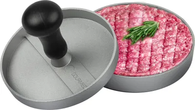 Produktbild von GOURMEO Burgerpresse aus Aluguss mit Antihaftbeschichtung + 50 Blatt Antihaftpapier - Hamburgerpresse, Hamburger-Presse, Burger Maker