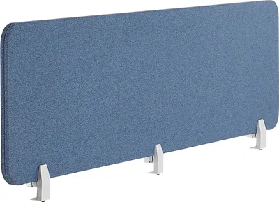 Produktbild von BELIANI Schreibtisch Trennwand Blau Stoff PET Kunststoff 180 x 40 cm zum Aufstellen Klemmen Schallschutz Sichtschutz Pinnwand Büro Home Office