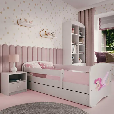 Immagine prodotto di Letto per bambini con ali 70x140, 80x160, 80x180 cm - set completo con materasso, cassetto e protezione anticaduta