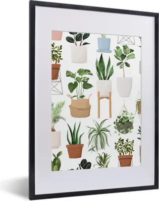 Produktbild von MuchoWow® MuchoWow® Gerahmtes Poster Pflanzen - Blumentopf - Weiß 30x40 cm - Poster mit zchwarzem Bilderrahmen - Wandposter Schlafzimmer