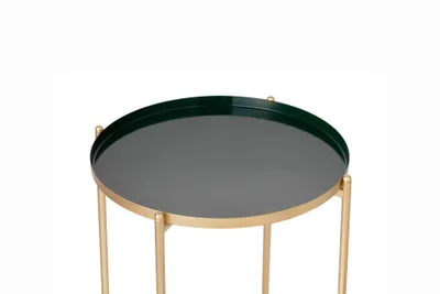 Produktbild von LIFA LIVING Runder Couchtisch aus Metall in Gold und Grün, Vintage Beistelltisch stabil, Kaffeetisch im modernem Design, 37.5 x 37.5 x 47.5 cm