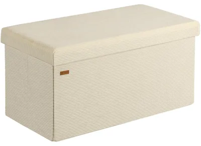 Image de Banc de rangement Banquette Pliable Velours côtelé Beige 76 x 38 cm