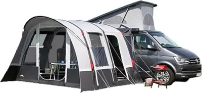 Produktbild von DWT Buszelt Patron Air HQ, 340 x 240 + 60 cm (BxT) Anbauhöhe 180-220 cm - aufblasbar - Texolan 150 Polyurethanbeschichtet - freistehend - mit Klarfolienfenstern und Gazeeinsatz - inkl. Boden - Reisecamping
