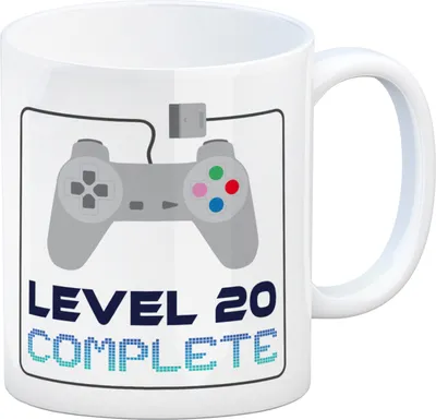 Produktbild von 20. Geburtstag Kaffeebecher mit lustigem Spruch: Level 20