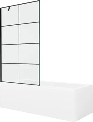 Image de Mexen Baignoire rectangulaire Cubik 160 x 70 cm avec écran à 1 volet 100 cm, motif noir - 550316070X9510007077